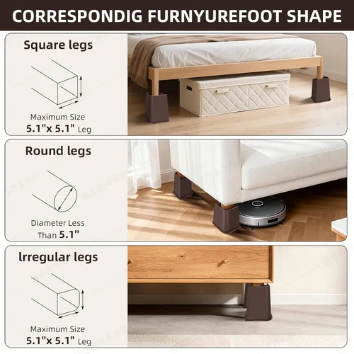 Miniatura 4 de Elevadores de cama ajustables de 8 pulgadas, soportes de elevación antideslizantes resistentes para camas, sofás, diseño cuadrado duradero