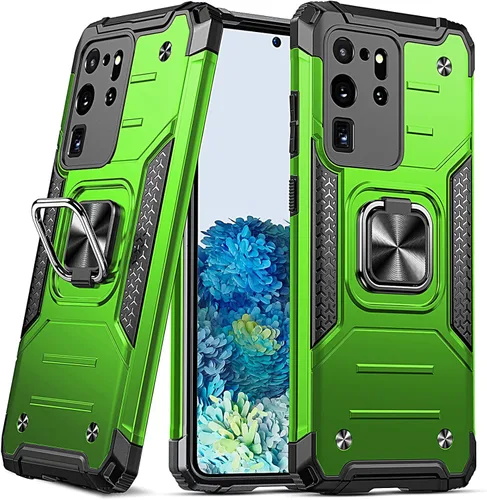Miniatura 28 de Anqrp Funda para Galaxy S22 Ultra, Funda Protectora de Teléfono de Grado Militar con Soporte Plegable de Anillo de Metal Giratorio
