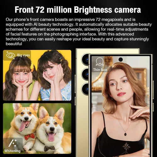 Miniatura 8 de W24 Ultra - Teléfono celular, 6.8 pulgadas, Android desbloqueado 5G, teléfono celular con S Pen, 8 GB+256 GB Smartphone, batería de 8000 mAh