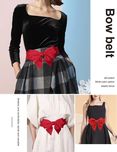Miniatura 14 de TeeYee Lindo cinturón elástico ancho para mujer, cinturón de lazo elástico para fiesta de Navidad, vestidos casuales a juego para mujer
