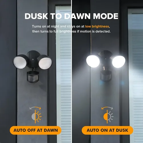 Miniatura 3 de UME Paquete de 2 Luces LED de Seguridad de 32W 3500 Lúmenes con Sensor de Movimiento para Exteriores, Luz Diurna 5000K, IP65 Impermeable, del Negro