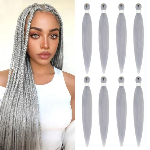 Miniatura 98 de 8 paquetes de extensiones preestiradas - 16 pulgadas de cabello trenzado premium, 55G/paquete, sin picazón, fijación en agua caliente, textura Perm