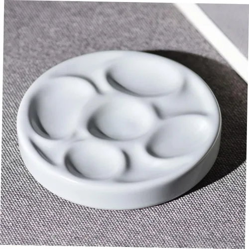 Miniatura 2 de SHINEOFI Paleta de mezcla de acuarela, placa de pintura de cerámica, suministros de arte para bricolaje, ligero, ahorro de espacio para artistas