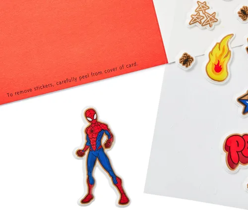 Miniatura 5 de Tarjeta de cumpleaños Hallmark Signature Marvel con pegatinas (Spider-Man)