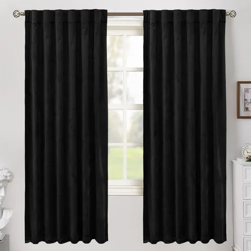 Miniatura 19 de BGment Cortinas de terciopelo rosa polvoriento, 2 paneles de 84 pulgadas, 2 paneles para sala de estar, aislamiento térmico de lujo, reducen