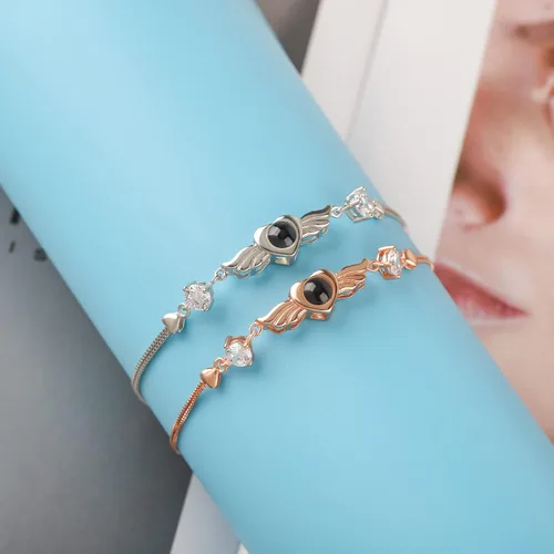 Miniatura 18 de Godchoices Pulsera de fotos personalizada, pulsera de proyección de fotos con imagen en el interior, collar con texto en inglés "I Love You