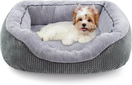 INVENHO Cama para perros pequeños para perros pequeños, camas para gatos de interior, lavable, cama ortopédica para perros, cama cálida suave y Gris