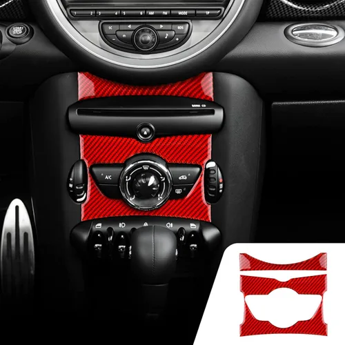 Miniatura 10 de AIRSPEED Para Mini R55 R56 R57 Control Central AC Panel Cubierta de Panel de Botón de Fibra de Carbono Adhesivo Decoración Interior Trim para Mini