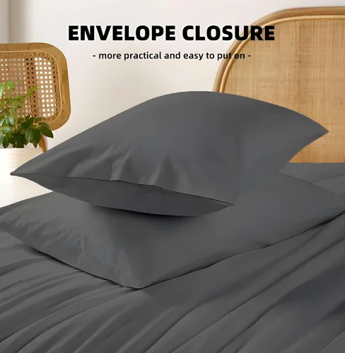 Miniatura 2 de SlumberWell Giza Sheets Twin - Sábanas de 100% algodón egipcio Giza - Juego de 4 piezas - Tamaño individual - Gris oscuro sólido