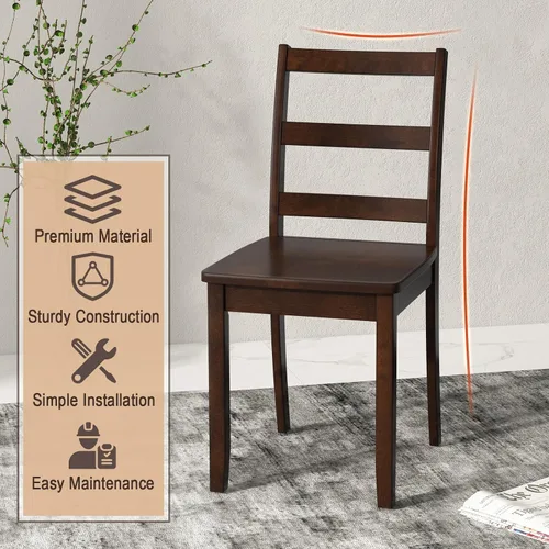 Miniatura 7 de Giantex Juego de 2 sillas de comedor de madera blanca - Sillas de cocina sin brazos de madera con patas de madera de goma sólida, almohadillas