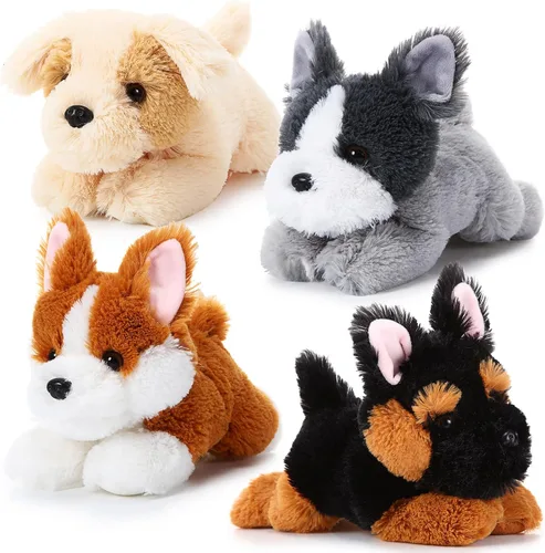 Paquete de 4 Peluches de Perro de 8 Pulgadas Juguetes de Peluche de Animales Perro Suave Almohada de Juguete de Peluche Perro Conjunto de Cachorro