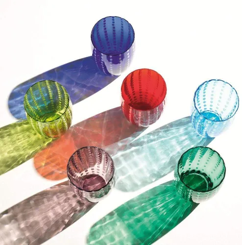Miniatura 5 de Zafferano Perle - Vaso de cristal transparente hecho a mano, 32 h 4.291 in d 2.795 in, 6 piezas, transparente Claro