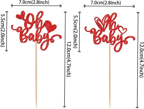 Miniatura 2 de 24 piezas de decoración para cupcakes con purpurina para el día de San Valentín, dulce amor, corazón, Oh Baby para magdalenas, temática del día