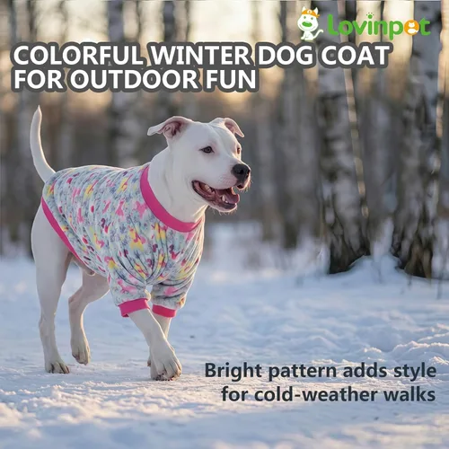 Miniatura 6 de LovinPet Chaquetas para perros grandes de 50 a 60 libras, ropa de tela de franela agradable a la piel para perros, estampado de espuma de mar