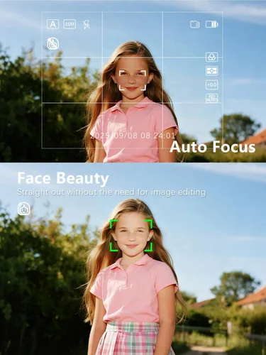 Miniatura 3 de Cámara digital True 64MP 4K - Zoom 16X de enfoque automático, con modo belleza y macro, tarjeta TF de 32GB, cámaras de videoblogs compactas y Rosa