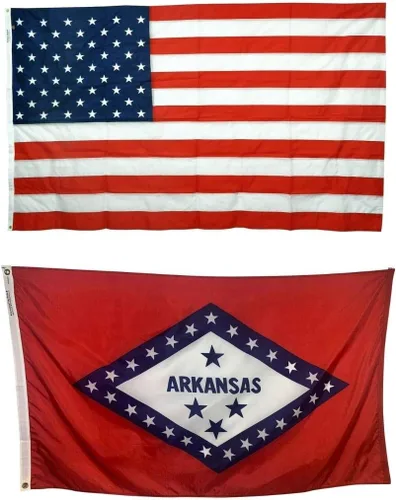 Miniatura 7 de Bandera del estado de Arkansas de 3 x 5 pies, nailon para todo tipo de clima y costuras reforzadas en el extremo de la mosca, fabricada en Estados