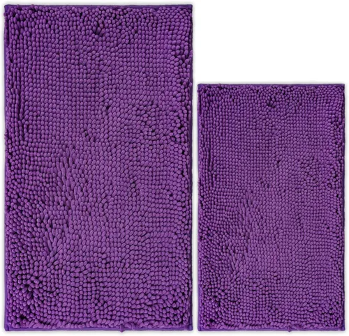 Miniatura 36 de Juego de 2 tapetes de baño de chenilla, superabsorbentes, con fuerte respaldo antideslizante de PVC, tapetes de baño para baño, peludos