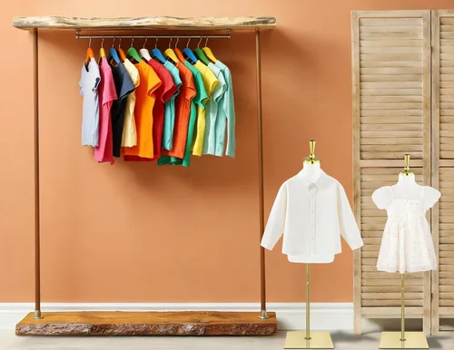 Miniatura 7 de Maniquí de forma de vestido para niños, maniquí ajustable para niños con soporte de metal dorado de alta estabilidad para exhibición de ropa, 2-3