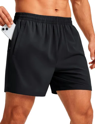 Miniatura 11 de MAGCOMSEN Pantalones cortos deportivos para hombre, 5 pulgadas, ligeros, para baloncesto, correr, entrenamiento, con bolsillos con cremallera