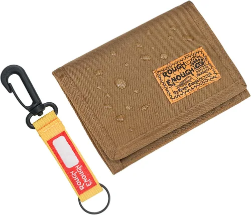 Rough Enough - Carteras pequeñas para niños adolescentes y hombres, billetera delgada con bolsillo para monedas con cremallera, llavero en Cordura