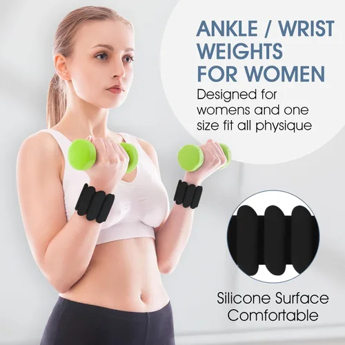 Miniatura 5 de Pesas de muñeca, 2 pesas de tobillo para muñeca para mujeres y hombres, pulseras de silicona ajustables adecuadas para caminar, yoga y gimnasio