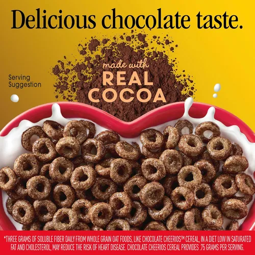 Miniatura 3 de Chocolate Cheerios, Cereal de desayuno sin gluten saludable para el corazón, hecho con avena de grano entero, tamaño familiar, 19.2 onzas