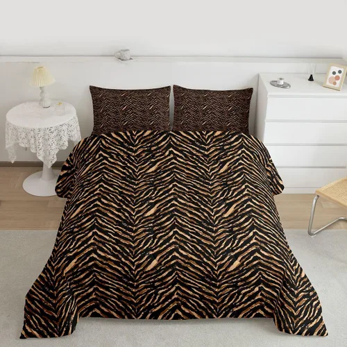 Miniatura 31 de Castle Fairy Juego de edredón con estampado de leopardo rosa y negro, juego de colcha de retazos de piel de cebra, tamaño King, para niños, niñas