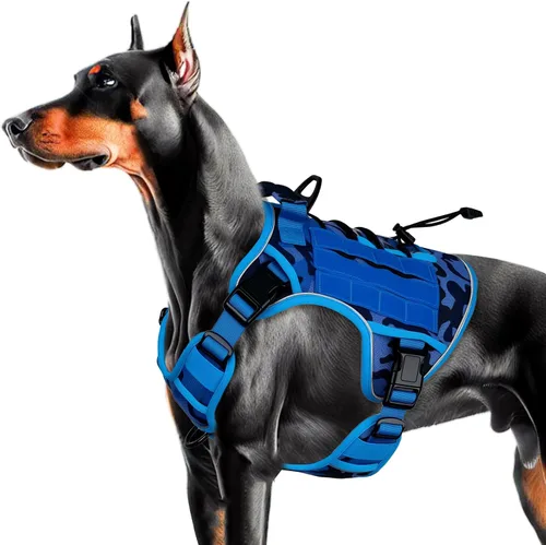 Miniatura 65 de Arnés táctico para perros grandes, chaleco reflectante ajustable sin tirones con sistema Molle, control de grado militar K9 para entrenamiento