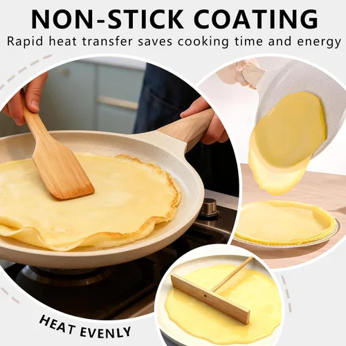 Miniatura 2 de Juego de sartenes antiadherentes para crepes, sartén para parrilla de panqueques de cocina, sartén plana con revestimiento de granito de 8 pulgadas