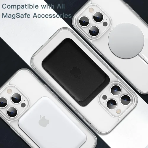 Miniatura 4 de JETech Funda magnética para iPhone 13 Pro de 6.1 pulgadas, compatible con carga inalámbrica MagSafe, a prueba de golpes, parte trasera transparente
