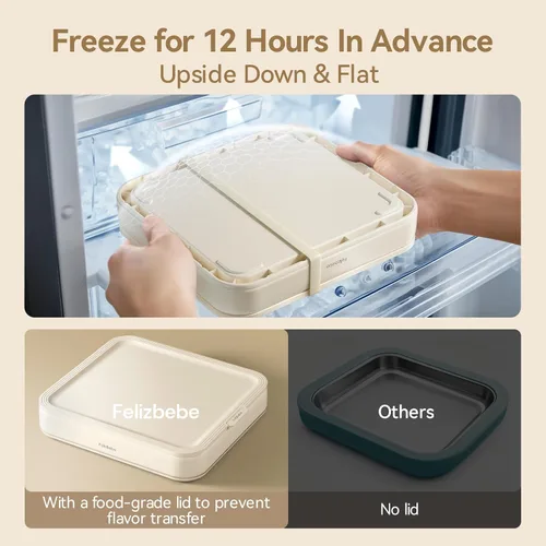 Miniatura 4 de Máquina para hacer helados enrollados, máquina de helado instantáneo con tapa y 2 espátulas, acero inoxidable SUS316 de grado alimenticio, bandeja