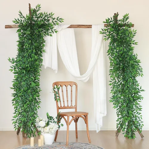 Miniatura 6 de mizii 36 tallos de vegetación artificial de Ruscus italiano, hojas verdes de seda de 20 pulgadas, tallos de plantas falsas en aerosol, guirnalda