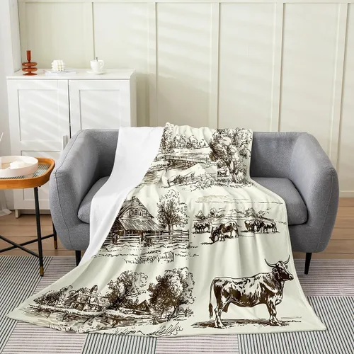 Miniatura 10 de Erosebridal Manta de vaquero occidental de 40 x 50 pulgadas, diseño del desierto americano del salvaje oeste americano, ilustración dibujada a mano
