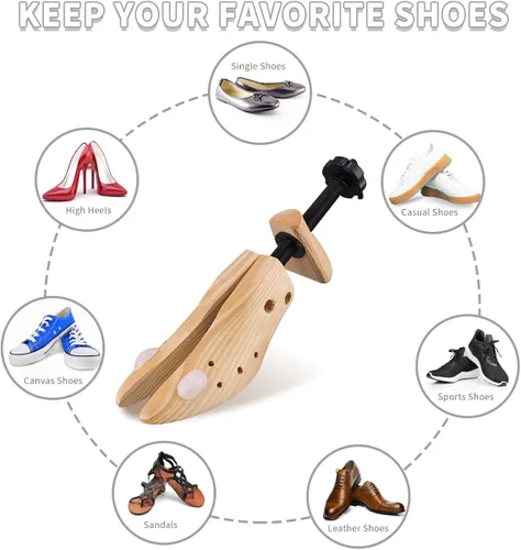 Miniatura 6 de XYH Camilla de zapatos para mujeres y hombres, un par de estiradores de zapatos de madera para mujeres y hombres ajustable en longitud y ancho