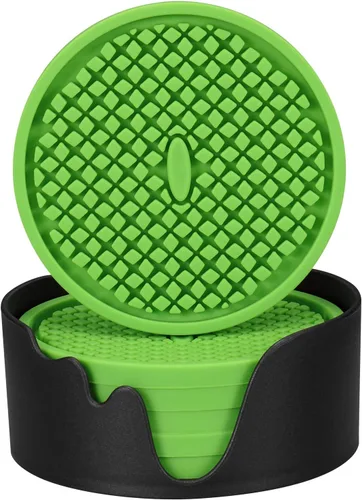 Miniatura 10 de ME.FAN Posavasos de silicona [paquete de 6] posavasos gruesos con soporte, tapete para tazas, antideslizante, antiadherente, se mantiene en su