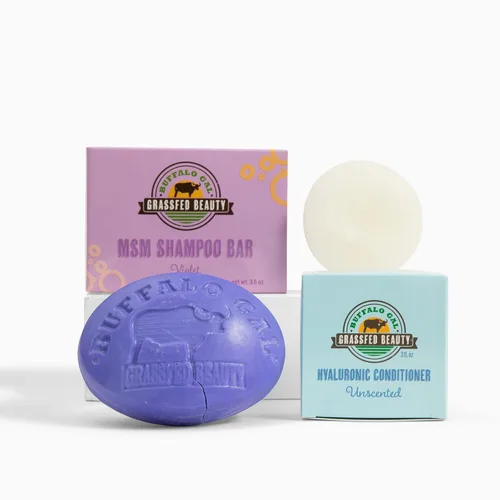 MSM Barra de champú + barra de acondicionador de cabello hialurónico, champú y acondicionador en barra sólida para el crecimiento del cabello, sin