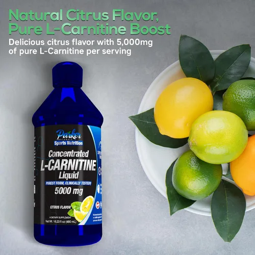 Miniatura 3 de Parker Naturals Líquido concentrado de L-carnitina, suplemento de L-carnitina con sabor a cítricos totalmente naturales, L-carnitina líquida