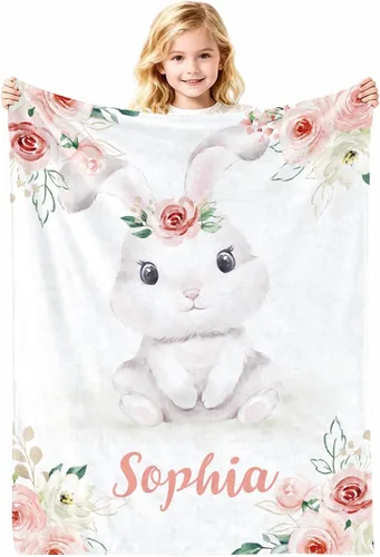 Miniatura 14 de Manta de bebé personalizada con nombre, cobijas de franela suaves y personalizadas con diseño de animales para recién nacidos, niños y niñas