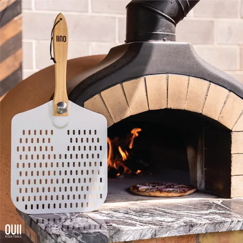 Miniatura 7 de Pala de Pizza Perforada de 12 x 14 Pulgadas. Espátula de Paleta con Mango Plegable - Cortador de Pizza Basculante con Hoja de 14''. Accesorios