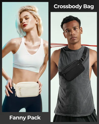 Miniatura 2 de CHOLISS Riñonera cruzada para mujeres y hombres, riñonera cruzada, Negro -, Riñonera cruzada de moda para mujeres y hombres, riñonera cruzada