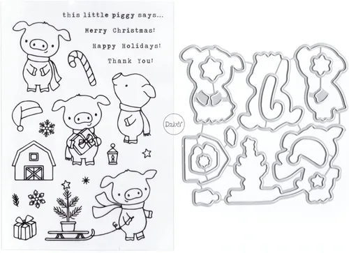 Miniatura 9 de DzIxY Juego de sellos transparentes de animales de árbol de Navidad y troqueles de corte de metal para hacer tarjetas, álbumes de recortes