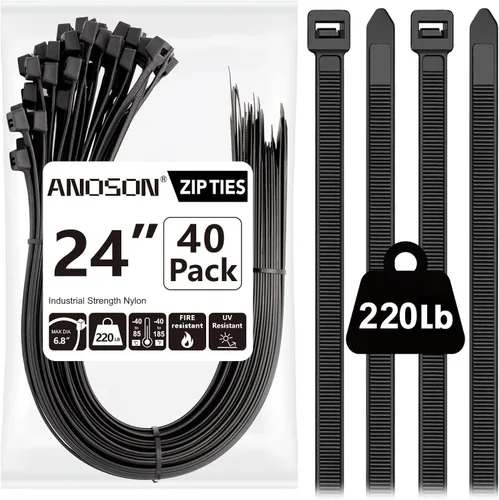 Miniatura 8 de ANOSON - Bridas de varios tamaños (4 + 6 + 8 + 12 pulgadas), paquete de 400 bridas negras, bridas de alambre resistentes a los rayos ultravioletas