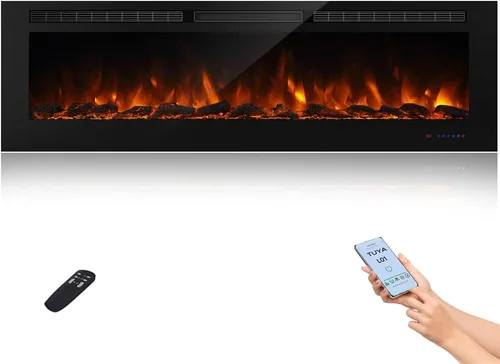 Miniatura 9 de Inserto de chimenea eléctrica empotrable de 36 pulgadas, 5 ajustes de llama, juego de troncos u opciones de cristal, control de temperatura por