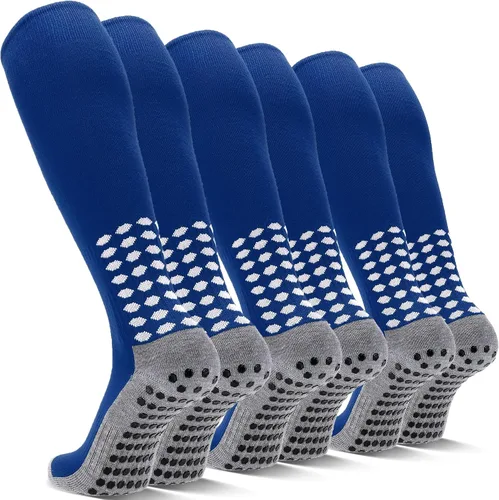 Miniatura 16 de 3 pares de calcetines de fútbol de agarre para hombre, acolchados, antideslizantes, para fútbol, baloncesto, deportes, hasta la rodilla, calcetines