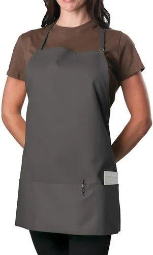 Miniatura 3 de Delantal con parte superior ajustable, 3 bolsillos, Negro