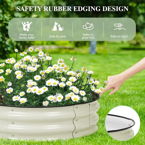 Miniatura 8 de BPS Cama de jardín elevada de metal, maceta galvanizada de 2.5 pies de diámetro, cajas de jardín elevadas para macetas de flores, verduras y hierbas