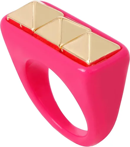 Miniatura 2 de Steve Madden Anillo de resina con sello tachonado, Metal Plástico, Sin piedras preciosas