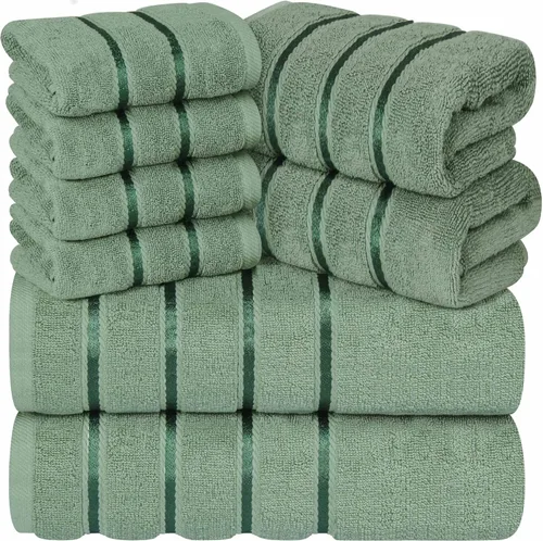 Miniatura 4 de Juego de 4 toallas de mano de lujo para baño, 100% algodón hilado en anillo de 600 GSM, suaves y absorbentes, rayas de viscosa, 16 x 28 pulgadas