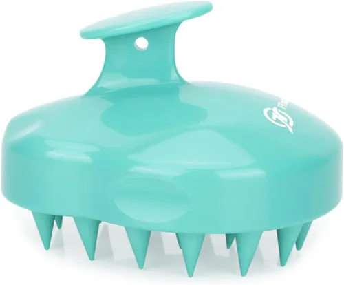 FREATECH Cepillo de champú y masajeador con cerdas de silicona suave para el cuidado del cuero cabelludo, exfoliador para la ducha que elimina la
