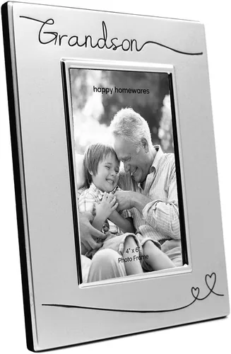 Miniatura 3 de Haysom Interiors Hermoso portarretratos nieto chapado en plata de dos tonos de 4 x 6 pulgadas con terciopelo negro Idea de regalo única y pensada